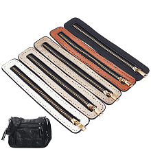 WADORN 5Pcs 5 Colors Zinc Alloy Zipper, with PU Leather Frame, for Crochet Purse Making, Mixed Color, 18x3x0.3cm, 1pc/color