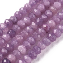 Honeyhandy Dyed Natural Malaysia Jade Rondelle Beads Strands, Faceted, Violet, 4x2~3mm, Hole: 1mm, about 115pcs/strand, 14 inch