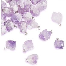 AHANDMAKER Natural Amethyst Pendants, 24 Pcs Gemstone Pendants with Platinum Plated Brass Findings for DIY Jewelry Making