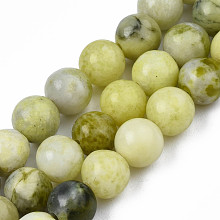 Honeyhandy Natural Yellow Mustard Jasper Beads Strands, Round, 6~6.5mm, Hole: 1mm, about 63pcs/strand, 15.5 inch