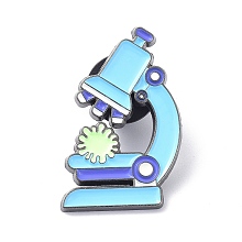 Honeyhandy Alloy Enamel Microscope Brooches, with Enamel Pin, Light Sky Blue, 27x17x11mm