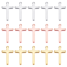 SUPERFINDINGS 24Pcs 3 Colors Brass Cross Charms 13x8.5mm Tiny Cross Charms Metal Dainty Minimalist Simple Pendants for Jewelry Making Crafting Findings