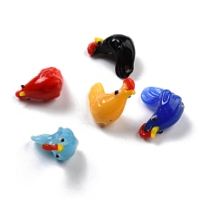 Honeyhandy Handmade Lampwork Beads, Rooster, Mixed Color, 19~24x9.5~11x17~20mm, Hole: 1.8~2.4mm