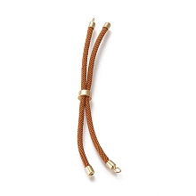 Honeyhandy Nylon Twisted Cord Bracelet Making, Slider Bracelet Making, with Eco-Friendly Brass Findings, Round, Golden, Sienna, 9 inch(22.8cm), Hole: 2.8mm, Single Chain Length: about 4-1/2 inch(11.4cm)