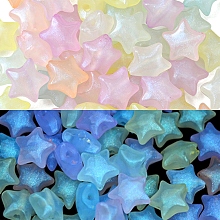 Honeyhandy Luminous Acrylic Beads, Glitter Beads, Glow in the Dark, Star, Mixed Color, 14x15x8mm, Hole: 2mm, 50pcs/box