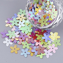 Honeyhandy Ornament Accessories, PVC Plastic Paillette/Sequins Beads, Flower, Mixed Color, 9.5x9.5x0.4mm, Hole: 1.2mm, about 720pcs/bag