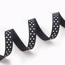 Honeyhandy Polka Dot Ribbon Grosgrain Ribbon, Black, three points on an oblique line, about 3/8 inch(10mm) wide, 50yards/roll(45.72m/roll)