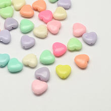 Arricraft Opaque Acrylic Heart Beads, Mixed Color, 11x12x5mm, Hole: 2mm, about 1100pcs/500g