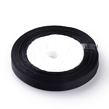 Honeyhandy High Dense Single Face Satin Ribbon, Polyester Ribbons, Black, 1/4 inch(6~7mm), about 25yards/roll, 10rolls/group, about 250yards/group(228.6m/group)