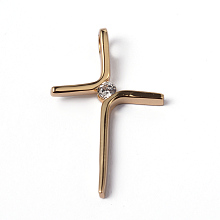 Honeyhandy 316 Surgical Stainless Steel Pendants, with Rhinestones, Cross, Golden, 34x21x3mm, Hole: 4x3mm