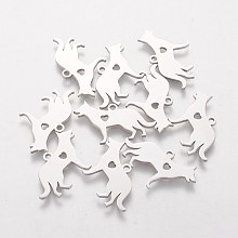 Honeyhandy 201 Stainless Steel Puppy Pendants, Dog with Heart, Stainless Steel Color, 15x23x1.1mm, Hole: 1.5mm