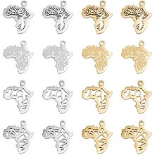 UNICRAFTALE 16pcs 4 Styles Africa Map Pendants Charms 2 Colors Stainless Steel Pendants Map of Africa with Word Love Pendants for Jewelry Craft Making 1.6mm Hole