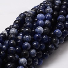 Honeyhandy Natural Sodalite Round Beads Strands, 6mm, Hole: 1mm, about 62pcs/strand, 15.7 inch