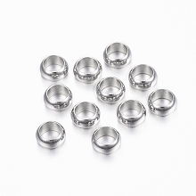 Honeyhandy 304 Stainless Steel Spacer Beads, Ring, Stainless Steel Color, 6x3mm, Hole: 4mm