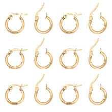 Unicraftale 304 Stainless Steel Huggie Hoop Earrings, Hypoallergenic Earrings, Ring, Golden, 12 Gauge, 14x2mm, Pin: 1x0.7mm, 20pair/box