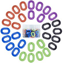 Gorgecraft Acrylic Linking Rings, Quick Link Connectors, For Jewelry Chains Making, Oval, Mixed Color, 19x14x4.5mm, Hole: 11x5.5mm; 5 colors, 20pcs/color, 100pcs/box