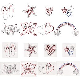 FINGERINSPIRE Iron on Decals, Middle East Rhinestone Transfers Patches, Hotfix Rhinestone Sheet, Mixed Shapes, Mixed Color, 16pcs/set