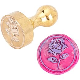 CRASPIRE Rose Wax Seal Stamp Flower Vintage Sealing Wax Stamps with Brass Metal Handle Light Golden 38mm Round Removable Brass Head for Halloween Invitaion Wedding Crads Gift Wrap