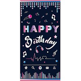 FINGERINSPIRE 71x35 inch Music Party Background Birthday Banner with Hanging Rope Party Supplies Rectangle Polyester Hanging Sign with Musical Note Pattern for Outdoor & Indoor Decor