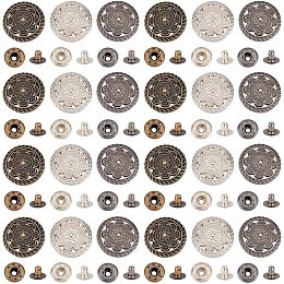 OLYCRAFT 24 Sets 3 Color Alloy Snap Buttons Hollow Flower Pattern Metal Embellishments Buttons 30.5mm Vintage Snap Buttons Retro Snap Fasteners Round Sewing Snap Buttons for Sewing Sweater DIY Crafts