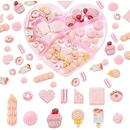 PandaHall Elite 84pcs Pink Slime Charms, 12 Styles Sweet Resin Cabochons Flatback Charms Kawaii Imitation Food Charms Cute Cookie Cake Lollipop Tiles for Hair Phonecase Scrapbook Craft Jewelry Making