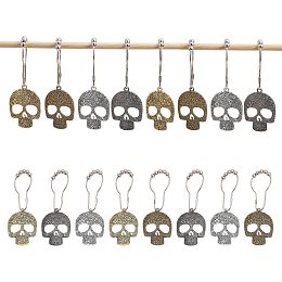 CHGCRAFT 4Set 16Pcs Halloween Theme Shower Curtain Rings Halloween Charms Spooky Skull Shower Curtain Hook Rings for Home Bathroom Decoration Accessories