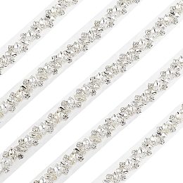 FINGERINSPIRE 1 Yard 15mm Glass Rhinestone Applique Trim Iron on Crystal Trim, Bling Crystal Edge Trim Ribbon Band Hotfix Rhinestone Trimming with Alloy Base for DIY Bridal Belt Embellishment