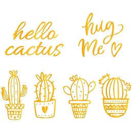 GLOBLELAND 6Pcs Cactus Hot Foil Plate Hug Me Pattern for DIY Foil Paper Embossing Scrapbooking Decor Greeting Cards Making Wedding Birthday Invitation,Matte Platinum