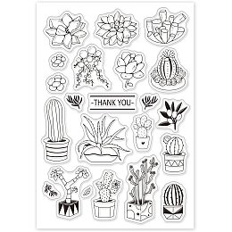 GLOBLELAND Succulent Cactus Clear Stamps Transparent Silicone Stamp Seal for Card Making Decoration and DIY Scrapbooking