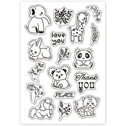 GLOBLELAND Cute Animals and Plant Clear Stamps Silicone Stamp Transparent Stamp for Card Making Decoration and DIY Scrapbooking