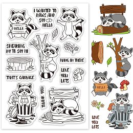 GLOBLELAND Raccoons Silicone Clear Stamps Animals Transparent Stamps for Birthday Easter Valentine's Day Cards Making DIY Scrapbooking Photo Album Decoration Paper Craft