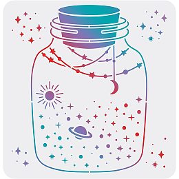 FINGERINSPIRE Wishing Bottle Stencil for Painting, 11.8x11.8 Inch Reusable DIY Art and Craft Stencils Drawing on Wood, Canvas, Fabric, Walls and Furniture