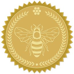 CRASPIRE Gold Foil Certificate Seals Bee Self Adhesive Embossed Stickers 100pcs for Invitations Certification Graduation Notary Seals Corporate Seals Personalized Monogram Emboss