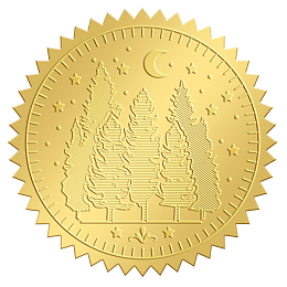 CRASPIRE 100pcs Gold Foil Stickers Embossed Certificate Seals Self-adhesive Stickers Medal Decoration Stickers Certification Graduation Corporate Notary Seals Envelope (Forest)