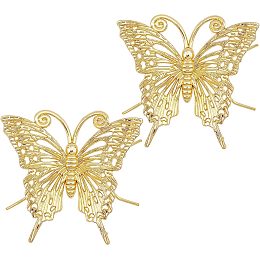 FINGERINSPIRE 2 Pcs Gold Butterfly Sculpture 2.8x2.6x1.4 inch Solid Metal Butterfly Figurine 3D Butterfly Model Ornament Golden Animal Figurines for Home Office Garden Desktop Decor