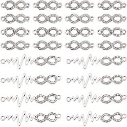 DICOSMETIC 60Pcs 2 Styles Infinity Shaped Charm Heart Beat Link Pendant Love Infinity Link Charm Hollow Frames Connector Alloy Rhinestone Links for Bracelet Necklace DIY Jewelry Making, Hole: 1.5/2mm