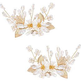 FINGERINSPIRE 2Pcs Simulated Pearl Beads Shoe Clips (3x2 Inch, White Flower) DIY Bridal Floral Shoe Buckle Metal Shoe Decoration Accessories for Wedding Party Purse Belt Hardware DIY Craft