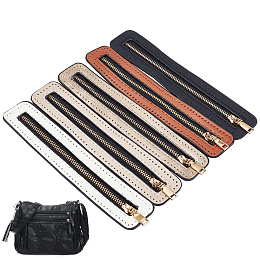 WADORN 5Pcs 5 Colors Zinc Alloy Zipper, with PU Leather Frame, for Crochet Purse Making, Mixed Color, 18x3x0.3cm, 1pc/color