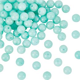 OLYCRAFT 128pcs 6mm Natural Malaysia Jade Beads Natural Gemstone Beads Dyed Green Jade Bead Smooth Gemstone Loose Beads Round Gemstone Bead Strands for Bracelet Necklace Jewelry Making - Hole: 0.8mm