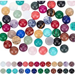 PandaHall Elite 50pcs 25 Colors Gemstone Cabochons Natural Synthetic Stone Beads 12mm Quartz Crystal Cabochons for Earring Necklace Bracelet Jewelry Making