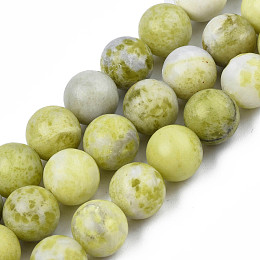 Honeyhandy Natural Yellow Mustard Jasper Beads Strands, Round, 10~10.5mm, Hole: 1.2mm, about 36pcs/strand, 15.5 inch