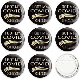 GLOBLELAND 9 Pcs Black Gold Vaccine Button Pins I Got My Covid Shot Twig Pattern for Men's/Women's Brooches or Doctors, Nurses, Hospitals, 2-1/4 Inch