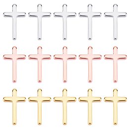 SUPERFINDINGS 24Pcs 3 Colors Brass Cross Charms 13x8.5mm Tiny Cross Charms Metal Dainty Minimalist Simple Pendants for Jewelry Making Crafting Findings