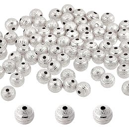 SUNNYCLUE 1 Box 100PCS 8mm Silver Spacer Beads Small Round Brass Beads Alloy Textured Metal Shiny Seamless Tiny Rondelle Loose Spacer Beads for Jewelry Making Beading Kit Bracelets Supplies