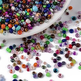 Honeyhandy Glass Seed Beads, Mixed Shape and Mixed Size, Colorful, 2~6x2~5x2~5mm, Hole: 1mm, about 24000pcs/500g