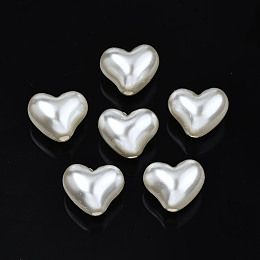 Honeyhandy ABS Plastic Imitation Pearl Beads, Heart, Creamy White, 14x17x13mm, Hole: 3mm, about 335pcs/500g