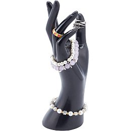 PandaHall Elite Ring Bracelet Display Stands, Jewelry Display Holder Resin Glove Display Rack Black Mannequin Hands Smooth Female Hand Model for Home Store Organization 8.7 Inch Height