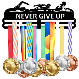 SUPERDANT Swimming Medal Hanger Display Never Give Up Sports Medal Display Rack for 40+ Swim Medals Trophy Holder Awards Ribbon Holder Display Wall Hanging Athlete Gift for Girls