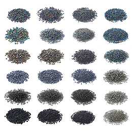 Round Glass Seed Beads, Mixed Style, Black, 6/0 & 8/0 & 12/0, about 600g/set, about 20055pcs/set