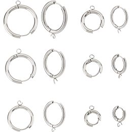 DICOSMETIC 12Pcs 6 Style Stainless Steel Huggie Hoop Earring Findings 2.5mm Hole Round Leverback Earring Hooks with Loop for DIY Bracelet Necklace Earrings Keychain Craft Jewelry Making